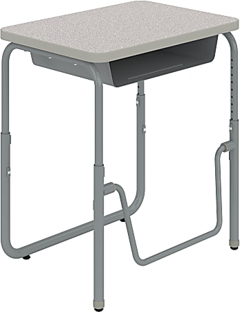 Safco® AlphaBetter 2.0 Height-Adjustable Student Desk With Book Box And Pendulum Bar, 30"H x 28"W x 20"D, Gray