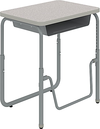 Safco® AlphaBetter 2.0 Height-Adjustable Sit/Stand 28"W Student Desk With Book Box And Pendulum Bar, Gray