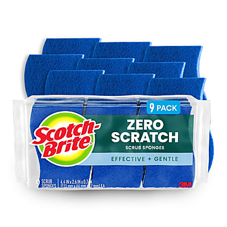 Scotch-Brite® Zero Scratch Scrub Sponge, 9 Pack Scrubbing Sponges, Great For Washing Dishes and Cleaning Kitchen