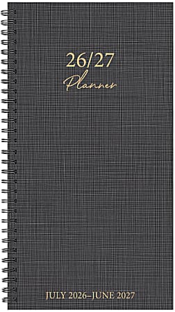 Willow Creek Press Academic Weekly/Monthly Spiral Planner, 3-1/2" x 6-1/2", Graphite Grid, July 2026 - June 2027, Total Qty 1