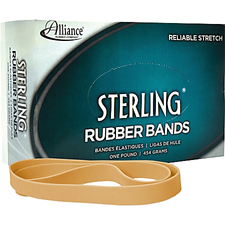Alliance Rubber 25055 Sterling Rubber Bands, Size #105, 5" x 5/8", Natural Crepe, Approximately 70 Bands