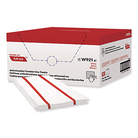 Cascades PRO Tuff-Job® S900 Antimicrobial Foodservice Towels, 12 x 24, White/Red, 150/Carton