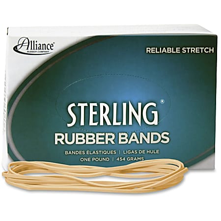 Alliance® Rubber 25405 Sterling Rubber Bands, 7" x 0.125", Natural Crepe, 1 lb.