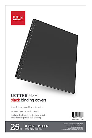 Office Depot® Brand Binding Backs, 8 3/4" x 11 1/4", Black, Pack Of 25