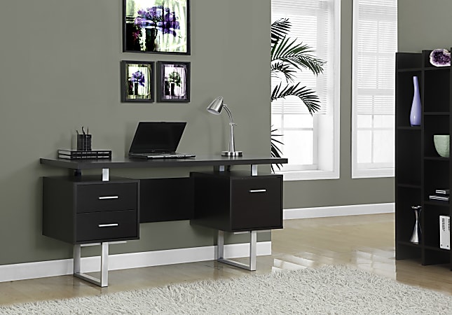 Monarch Specialties 60"W Retro-Style Computer Desk, Cappuccino