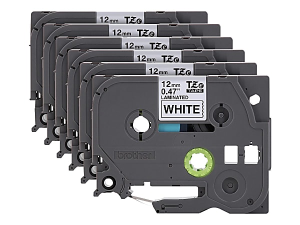 Brother P Touch TZe 231 Label Tape 12 x 26 14 WhiteBlack Pack Of 6