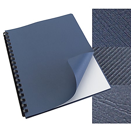 Office Depot® Brand Vertical Embossed Paper Binding Covers, 8 3/4" x 11 1/4", Navy, Pack Of 50