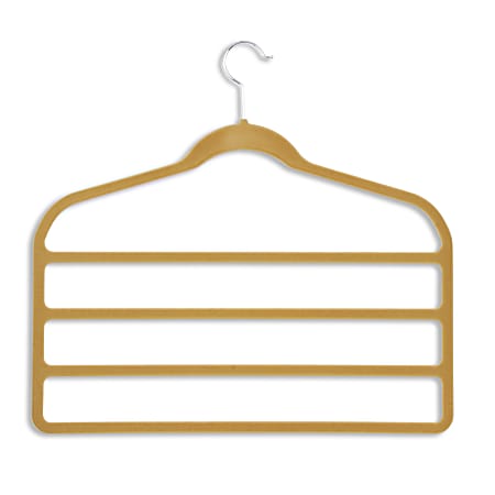 Honey-Can-Do Velvet Touch Skirt And Pant Hangers, 17 5/16"H x 17 1/4"W x 1/4"D, Tan, Pack Of 10