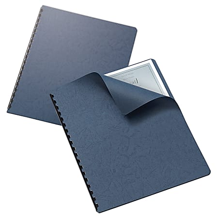 Office Depot® Brand Grain Embossed Paper Binding Covers, 8 3/4" x 11 1/4", Navy, Pack Of 25