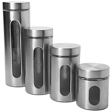 Anchor Hocking 4 Pc. Palladian Brushed S/S Window Cylinder Set - - Stainless Steel