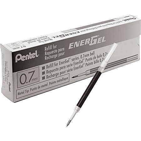 Pentel EnerGel .7mm Liquid Gel Pen Refill - 0.70 mm Point - Black Ink - Smudge Proof, Smear Proof, Quick-drying Ink, Glob-free - 12 / Box