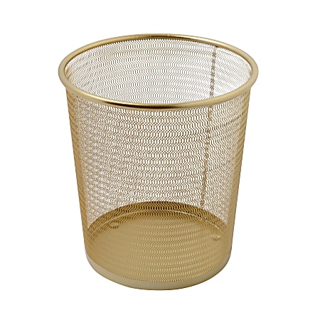 Martha Stewart Ryder Mesh Metal Trash Can, 4.5 Gallon, Gold