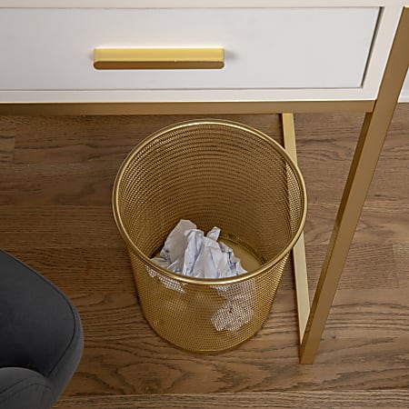 Martha Stewart Ryder Mesh Metal Trash Can 4.5 Gallon Gold - Office