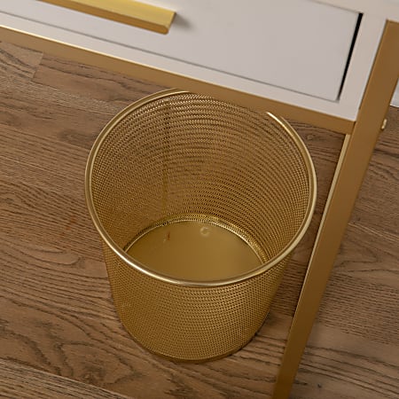 Martha Stewart Ryder Mesh Metal Trash Can 4.5 Gallon Gold - Office