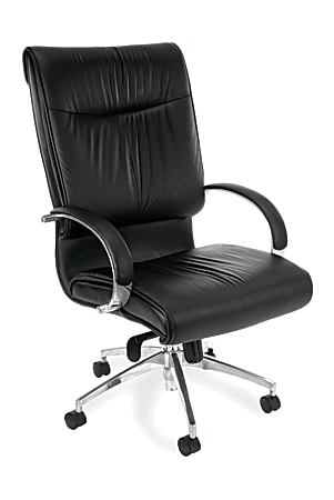 OFM Sharp Bonded Leather High-Back Chair, Black/Silver