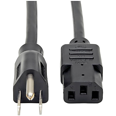 Eaton Tripp Lite Series Desktop Computer Power Cable, NEMA 5-15P to C13 - 10A, 125V, 18 AWG, 12 ft. (3.66 m), Black - P010012