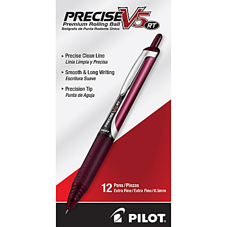 PRECISE Rollingball 0.5mm Retractable Pen - Extra Fine Pen Point - 0.5 mm Pen Point Size - Refillable - Retractable - Red Liquid Ink - Rubber Barrel - 12 / Each