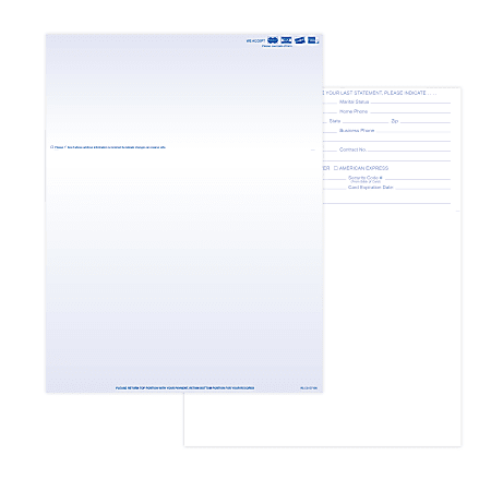 Laser 2-Sided Healthcare Medical Billing Statements, Preprinted MC/Visa/Discover/AMEX Credit Card Accepted, 1-Part, 8-1/2" x 11", Blue, Pack Of 2,500 Sheets