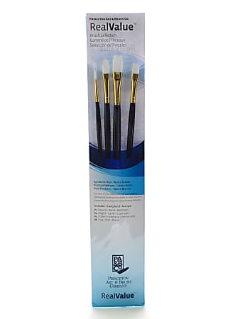 Princeton Real Value Series 9000 Brush Set, 9130, Assorted Bristles, Synthetic, Set Of 4, Blue