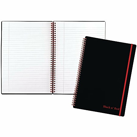 Black n' Red&trade; Twinwire Soft Cover Business Notebook, 11 3/4" x 8 1/4", Ruled, 70 Pages (35 Sheets), Black/Red (E67008)