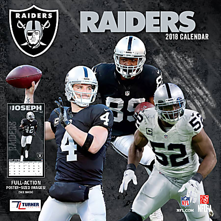 Turner Licensing NFL Team Monthly Wall Calendar 12 x 12 Oakland Raiders  January To December 2018 - Office Depot