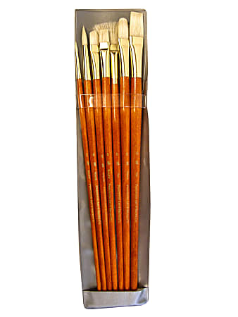 Princeton Real Value Series 9154 Brush Set, Assorted Sizes, Natural Bristle, Orange, Set Of 7