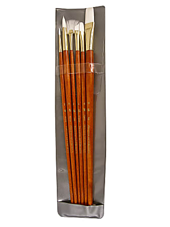 Princeton Real Value Series 9156 Brush Set, Assorted Sizes, Synthetic, Orange, Set Of 6