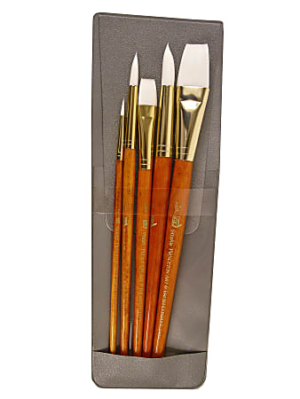 Princeton Real Value Series 9152 Brush Set, Assorted Sizes, Synthetic, Orange, Set Of 5