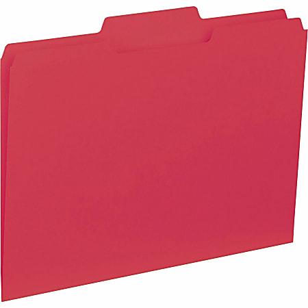 Business Source 1/3-Cut Colored Interior File Folders, Letter Size, Red, Box Of 100 Folders