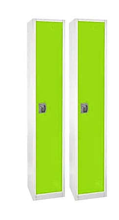 Alpine 1-Tier Steel Lockers, 72”H x 12”W x 12”D, Green, Set Of 2 Lockers