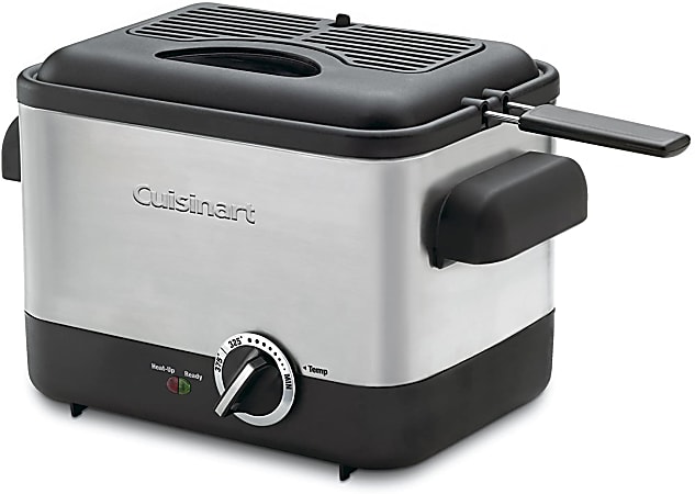 Cuisinart™ Compact Deep Fryer, 7-11/16”H x 8-1/8”W x 11-1/4”D, Silver
