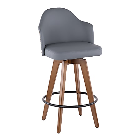 LumiSource Ahoy Counter Stool, Walnut Bamboo/Gray