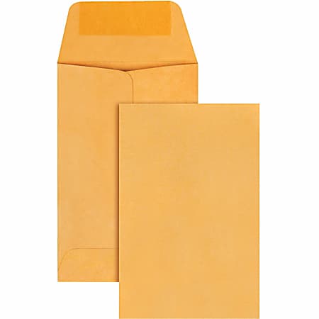 Quality Park Kraft Coin Envelopes - Coin - #1 - 2 1/4" Width x 3 1/2" Length - 20 lb - Gummed - 500 / Box - Brown Kraft
