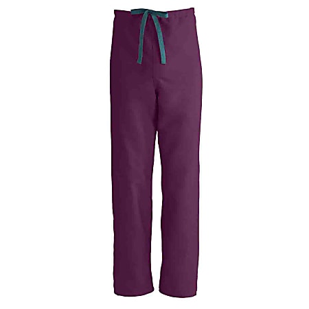 Medline ComfortEase™ Unisex Reversible Drawstring Scrub Pants, 5X, Wine
