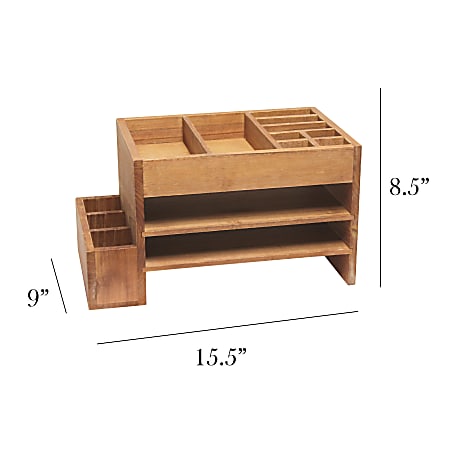 Bamboo Desktop Bookshelf Organizer, Large Office Desk Storage