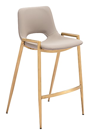 Zuo Desi Counter-Height Stools, Beige/Gold, Set Of 2 Stools