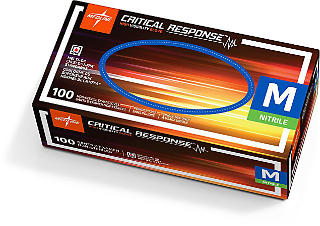 Medline Critical Response Disposable Nitrile Exam Gloves, Medium, Orange, Pack Of 1,000