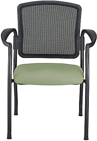 WorkPro® Spectrum Series Mesh/Vinyl Stacking Guest Chair With Antimicrobial Protection, With Arms, Olive, Set Of 2 Chairs, BIFMA Compliant