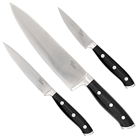 Our Table 3-Piece Triple Riveted High Carbon Stainless Steel Cutlery Starter Set, Black