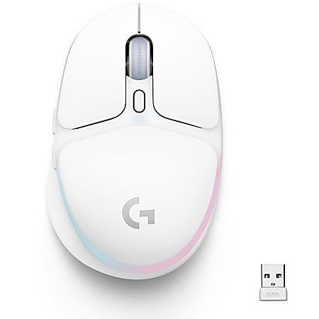 Logitech G705 Wireless Gaming Mouse White Mist Mouse small hands 6 buttons  wireless Bluetooth Logitech LIGHTSPEED receiver - Office Depot