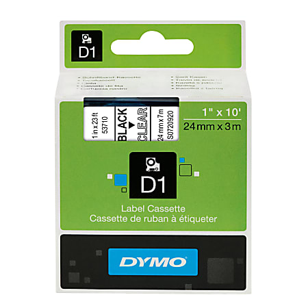 DYMO® D1 53710 D1 Black-On-Clear Tape, 1" x 23'