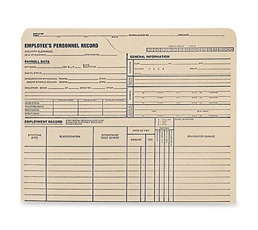 Quality Park Top-Tab Employee's Personnel Record Files, 1 1/2" Expansion, 9 1/2" x 11 3/4", Manila, Box Of 25 Files