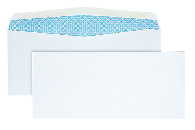 Quality Park® #10 Business Envelopes, Security, Gummed Seal, White, Box Of 500