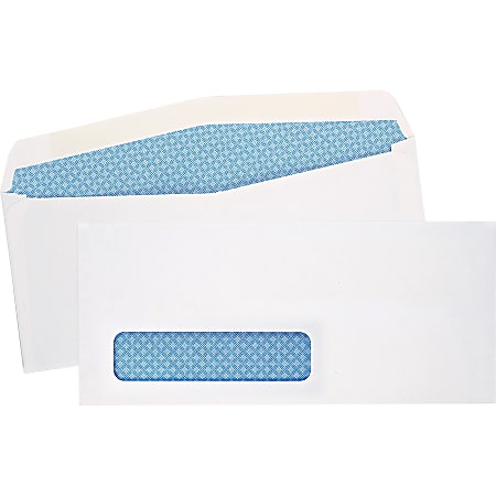 Quality Park® #10 Security Single Window Envelopes, Bottom Left, Gummed Seal, White, Box Of 500