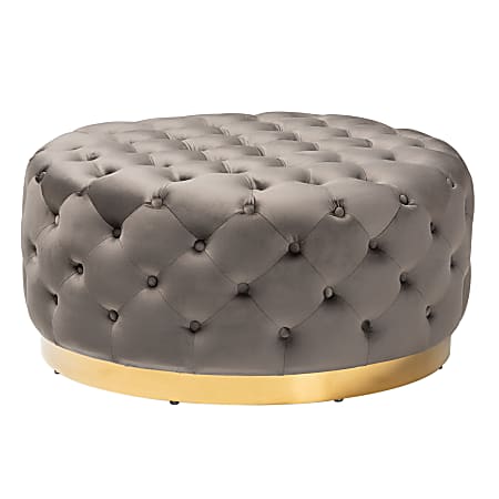 Baxton Studio Sasha Round Cocktail Ottoman, Gray