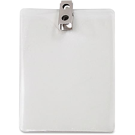 Advantus Vertical Badge Holder with Clip - 3" x 4" - Vinyl - 50 / Pack - Clear