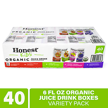 Honest Kids Organic Fruit Juice Drink Boxes Variety Pack 6 Oz Pack Of 40 Boxes