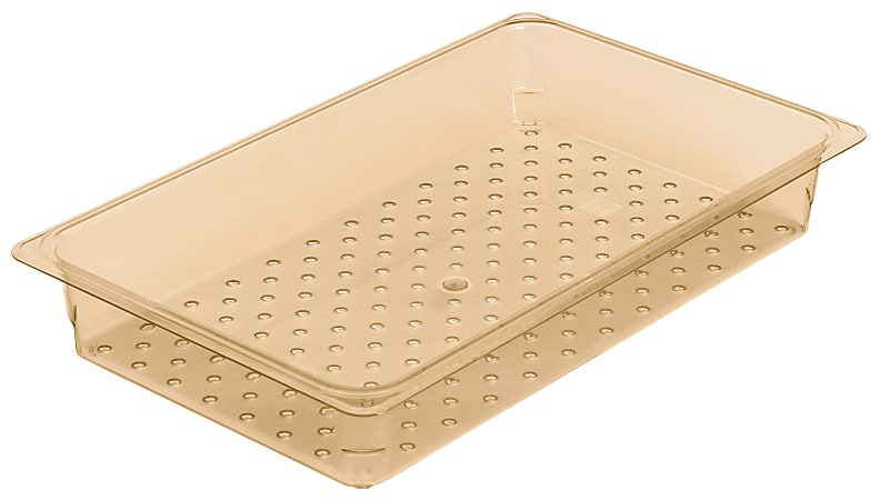 Cambro H-Pan High Heat GN 1/1 Colander Pans, 3"H x 12-3/4"W x 20-7/8"D, Amber, Pack Of 6 Pans