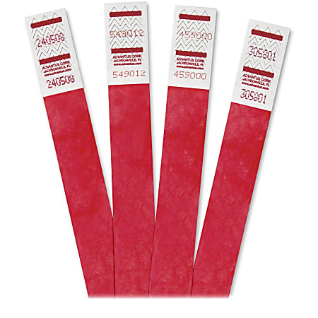 Advantus Tyvek Colored Wrist Bands, 3/4" x 10", Blue, Red, Pack Of 500