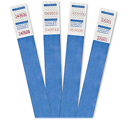 Advantus Tyvek Colored Wrist Bands, 3/4" x 10", Blue, Pack Of 500
